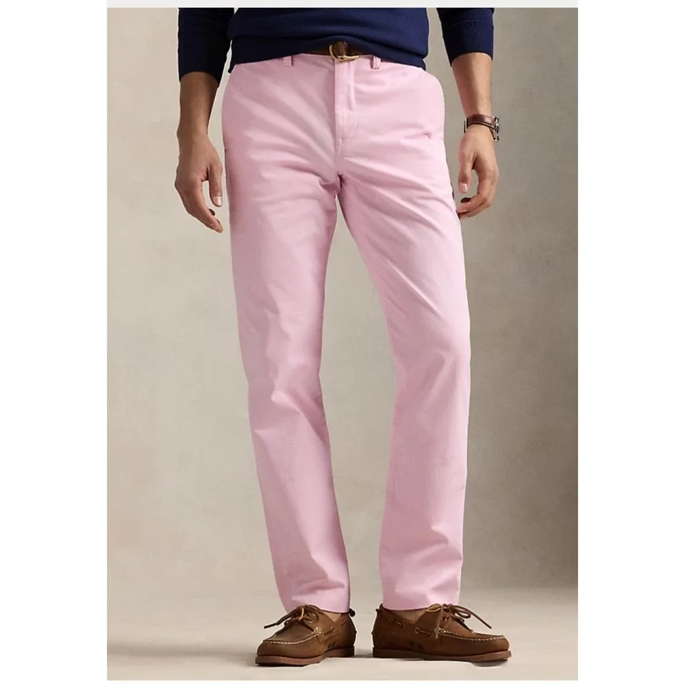 Polo Ralph Lauren Preston Pant Pink Cotton Chino Flat Front Men Size‎ 34x31.5